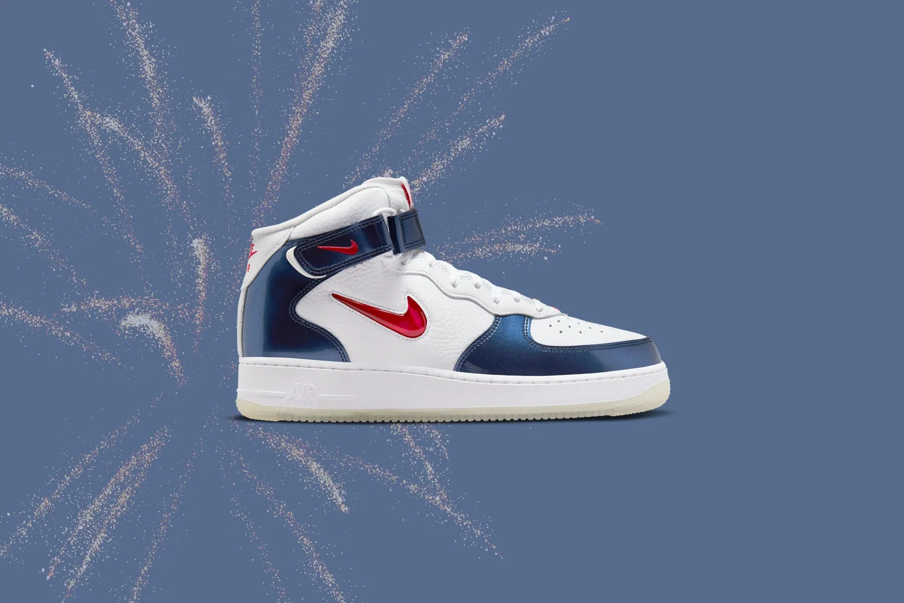 Air Force 1 Mid QS "Independence Day" - White/University Red/Midnight Navy Nike Bold Logo Sneakers