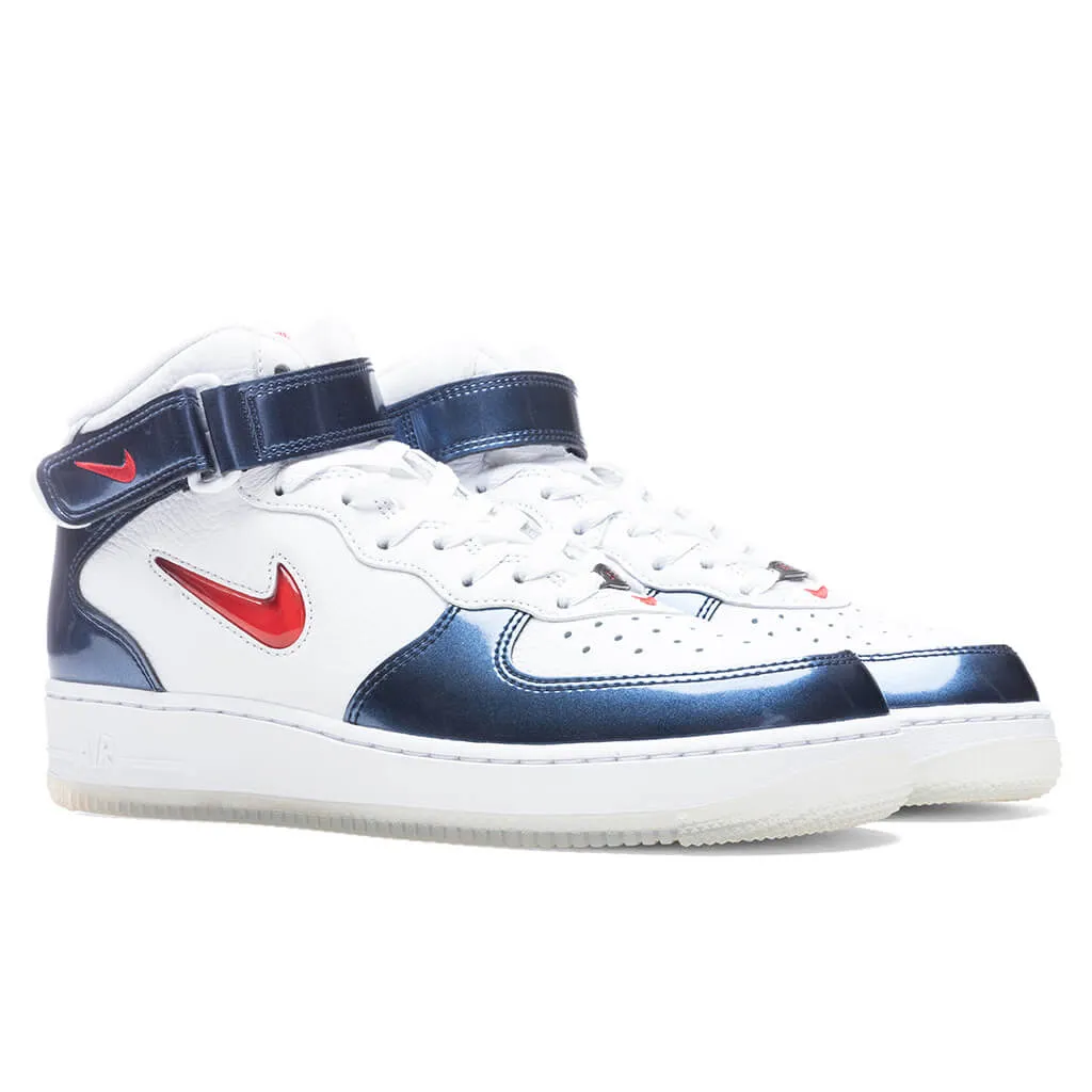 Air Force 1 Mid QS "Independence Day" - White/University Red/Midnight Navy Nike Bold Logo Sneakers