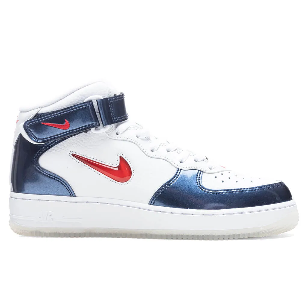 Air Force 1 Mid QS "Independence Day" - White/University Red/Midnight Navy Nike fashion sneakers with bold branding