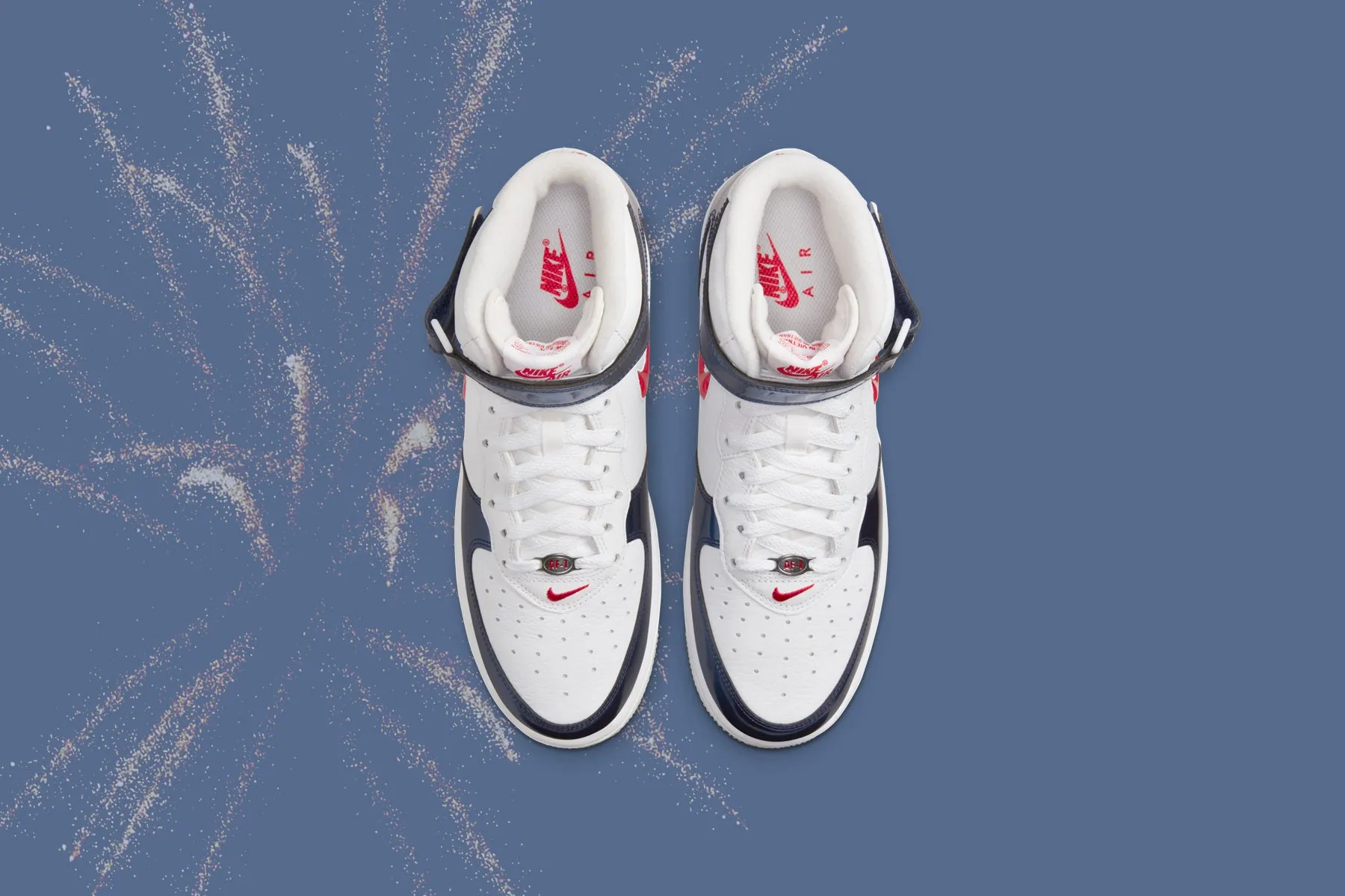 Air Force 1 Mid QS "Independence Day" - White/University Red/Midnight Navy Nike Bold Logo Sneakers