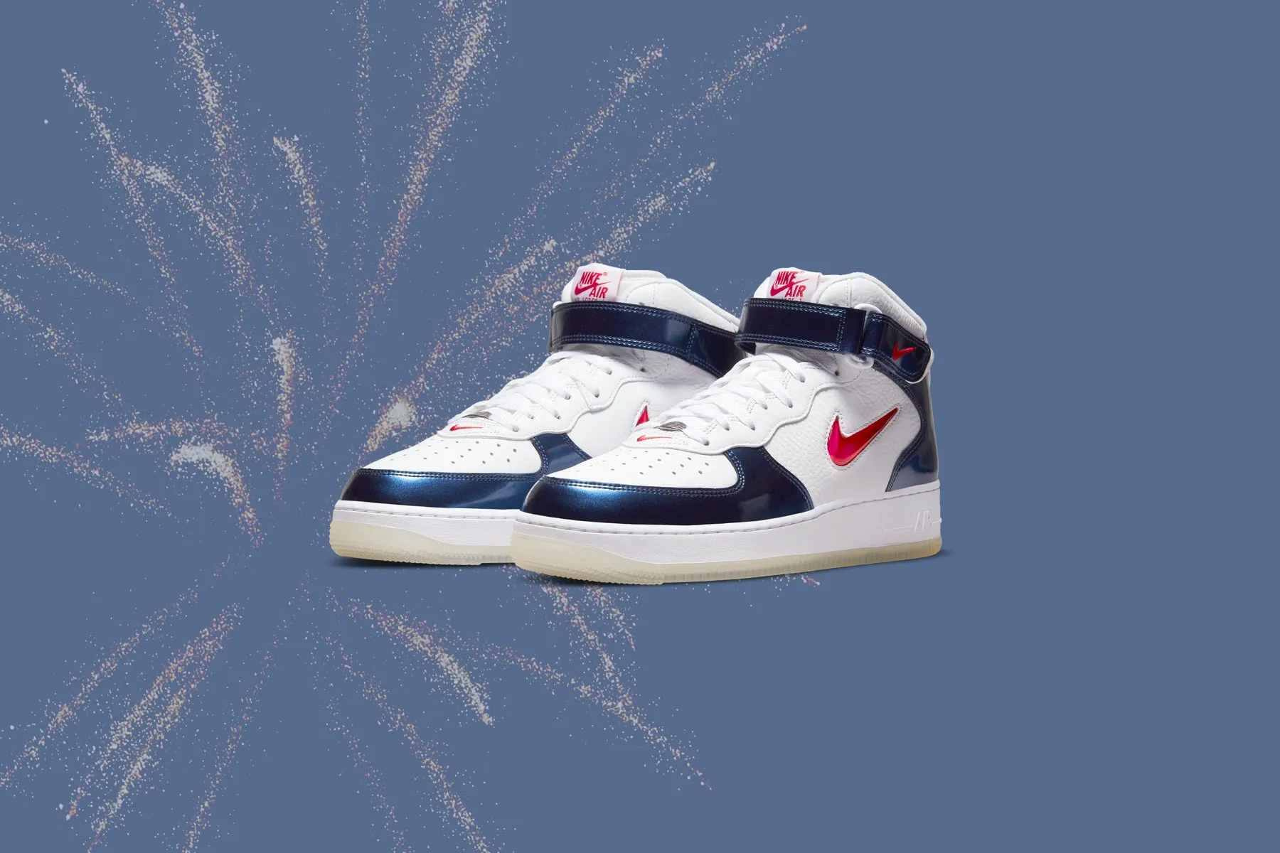 Air Force 1 Mid QS "Independence Day" - White/University Red/Midnight Navy Nike Bold Logo Sneakers