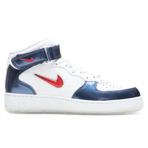 Air Force 1 Mid QS "Independence Day" - White/University Red/Midnight Navy Nike fashion sneakers with bold branding