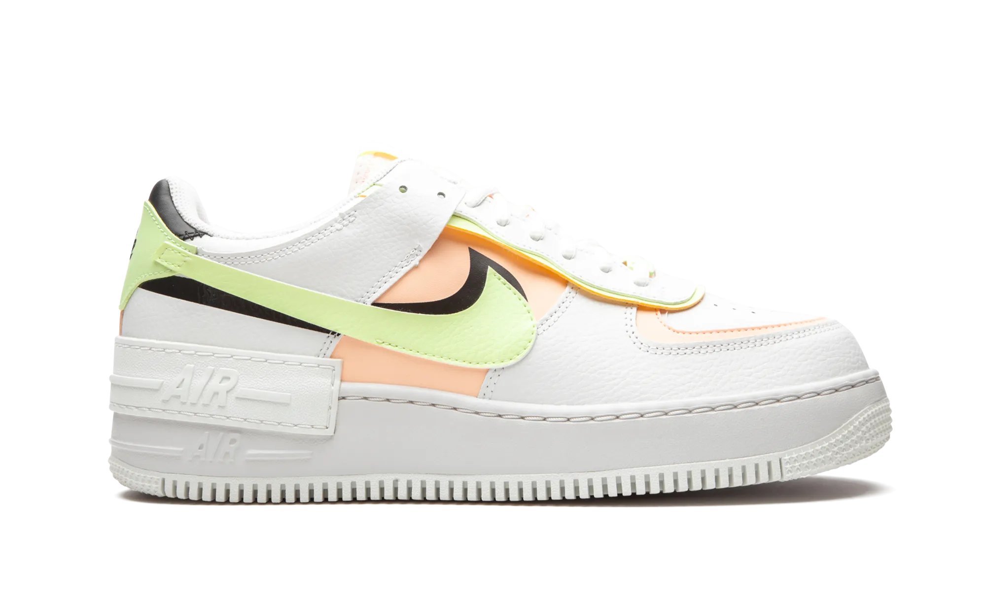 AIR FORCE 1 SHADO MNS WMNS "White / Barely Volt / Crimson Tint" nike womens casual sneakers