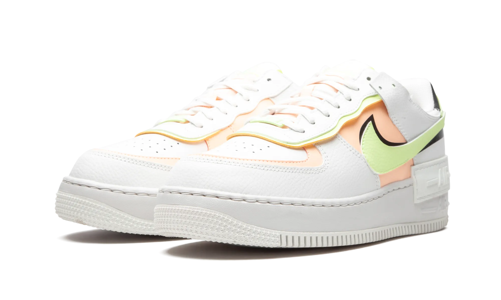 AIR FORCE 1 SHADO MNS WMNS "White / Barely Volt / Crimson Tint" nike womens casual sneakers