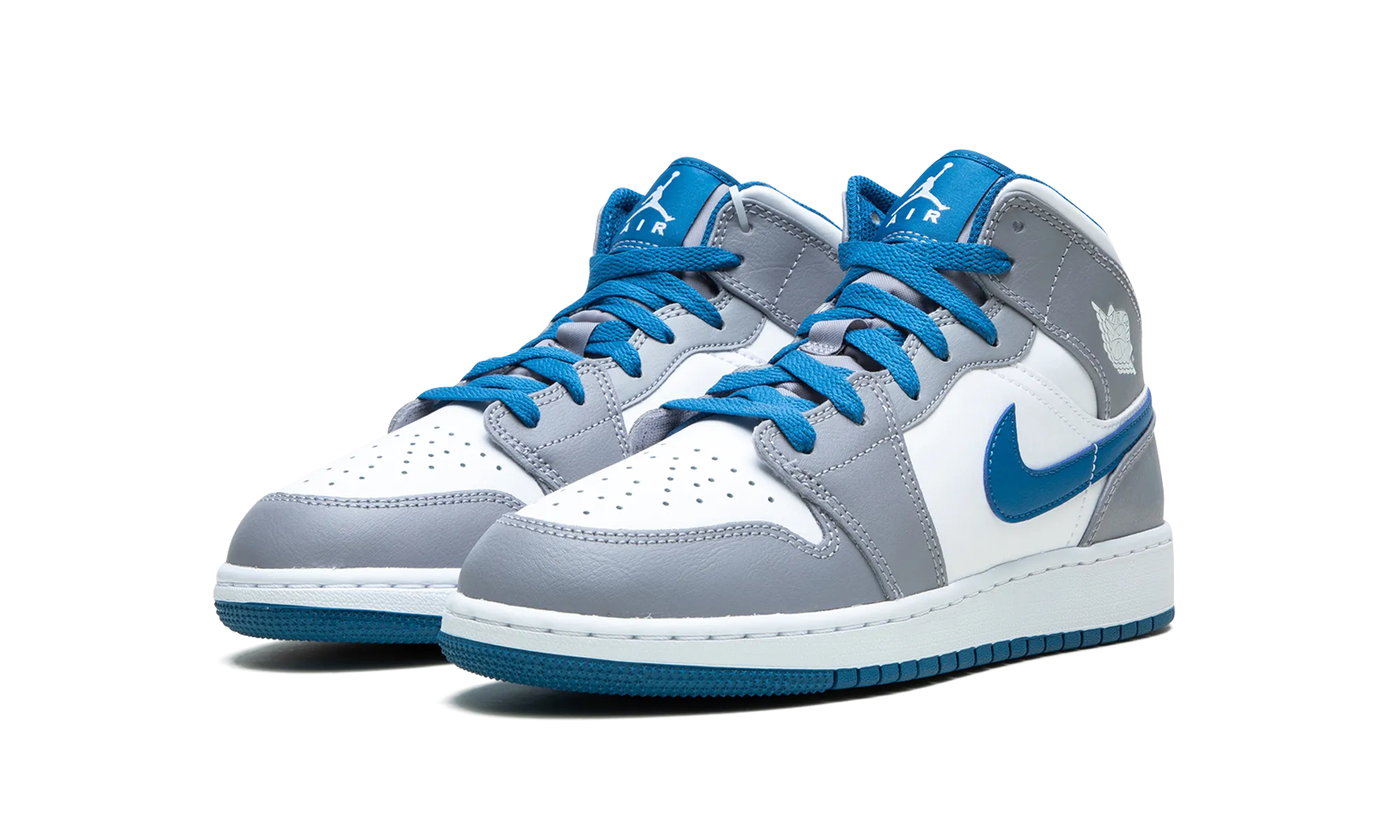 Air Jordan 1 Mid GS "Cement / True Blue" jordan school kids shoes