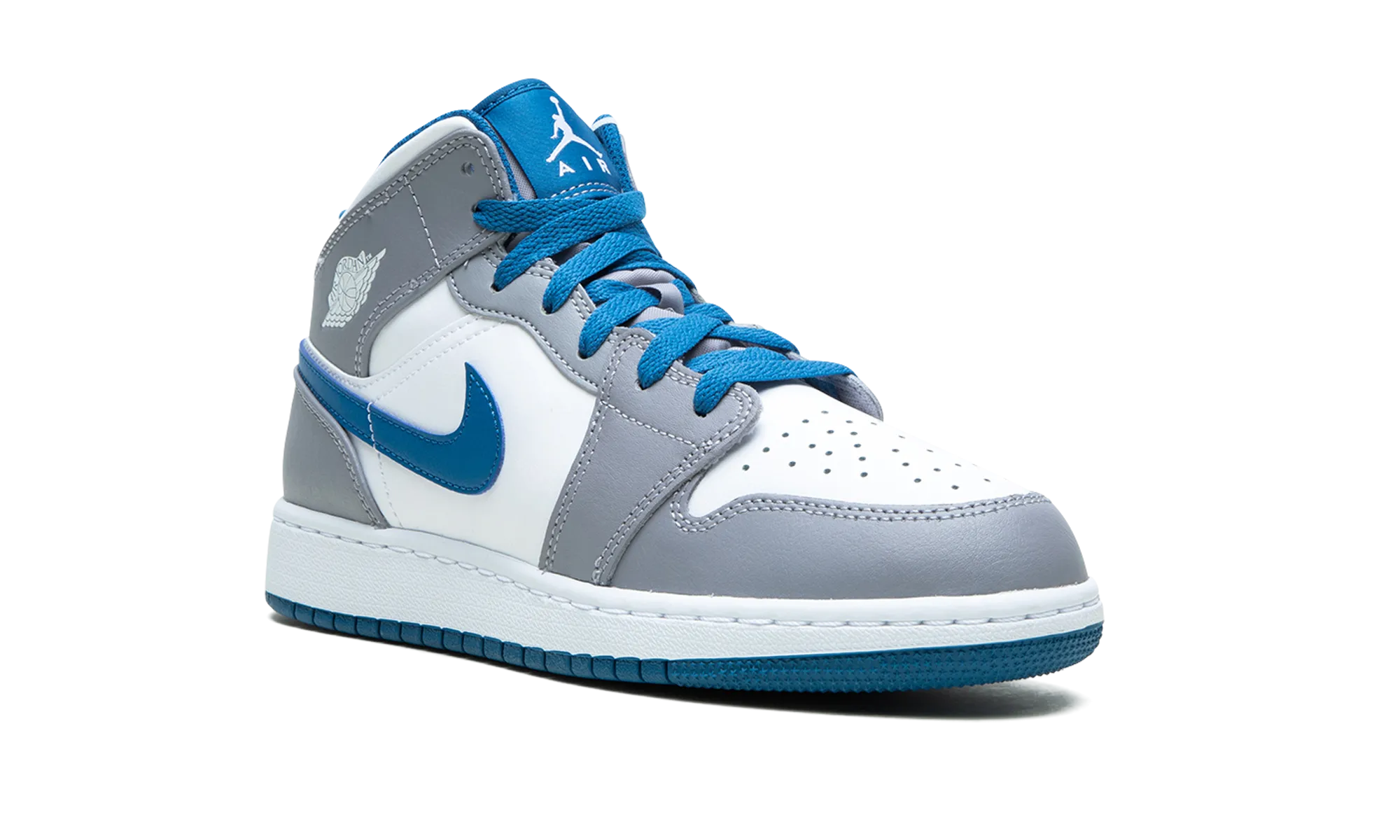 Air Jordan 1 Mid GS "Cement / True Blue" jordan school kids shoes