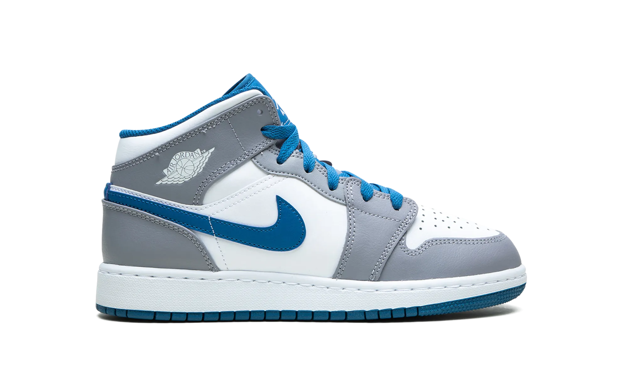 Air Jordan 1 Mid GS "Cement / True Blue" jordan school kids shoes