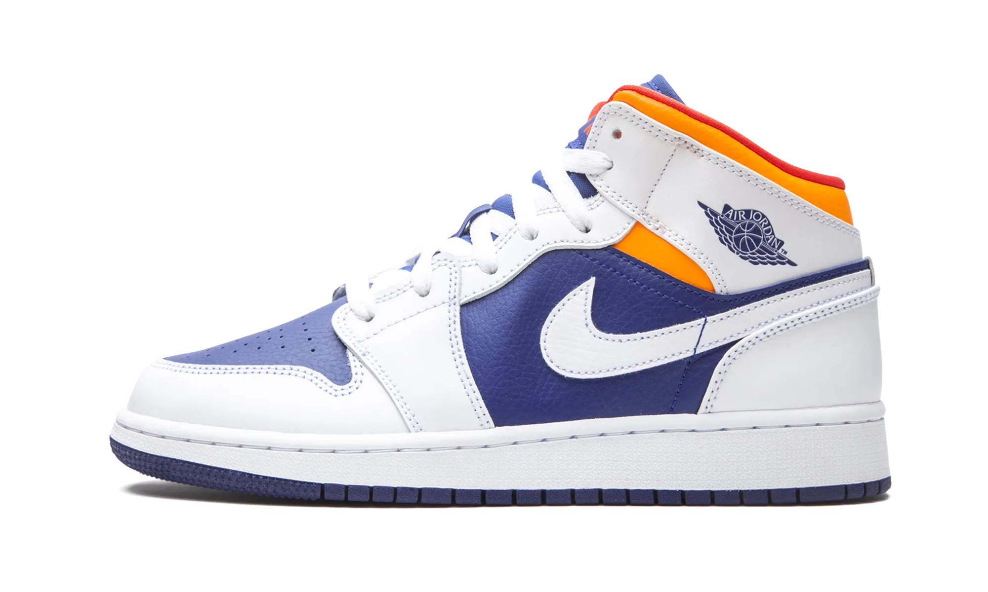 Air Jordan 1 Mid GS "White Deep Royal Blue" Jordan Grade School shoes