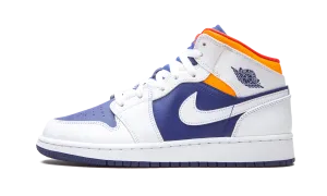 Air Jordan 1 Mid GS "White Deep Royal Blue" Jordan Grade School shoes
