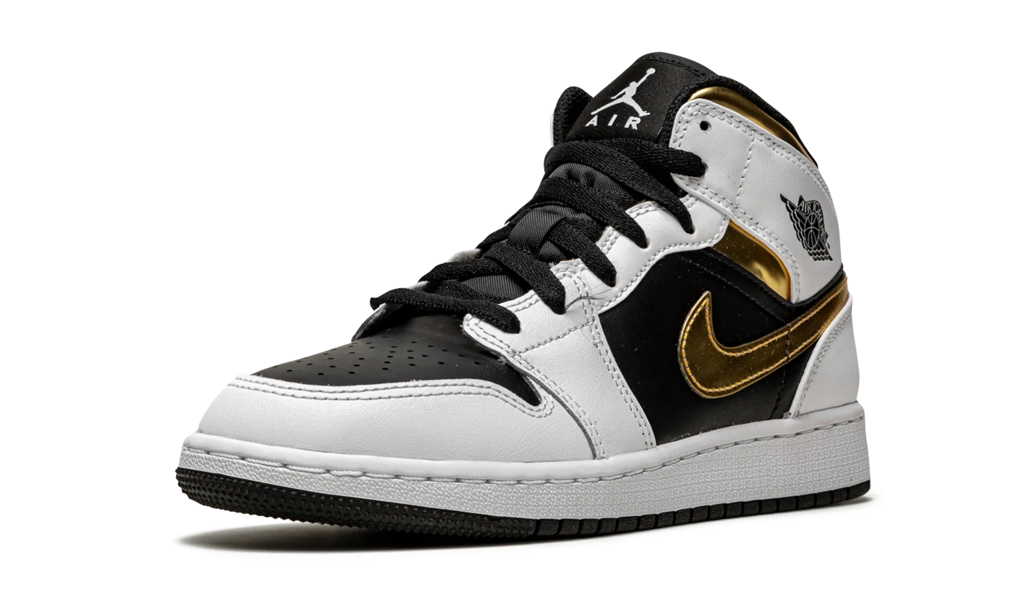 Air Jordan 1 Mid GS "White / Gold / Black" jordan grade school sneakers