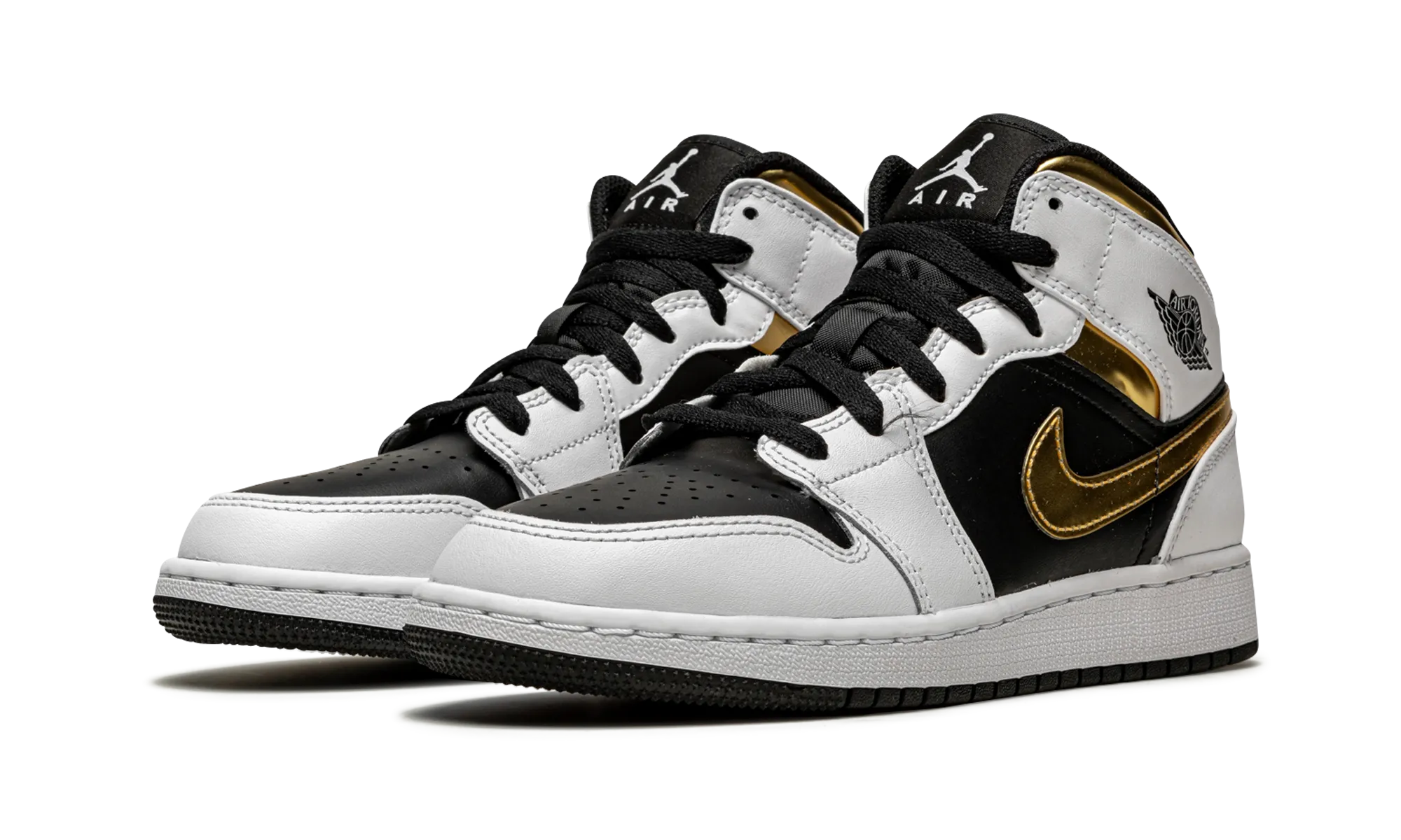 Air Jordan 1 Mid GS "White / Gold / Black" jordan grade school sneakers