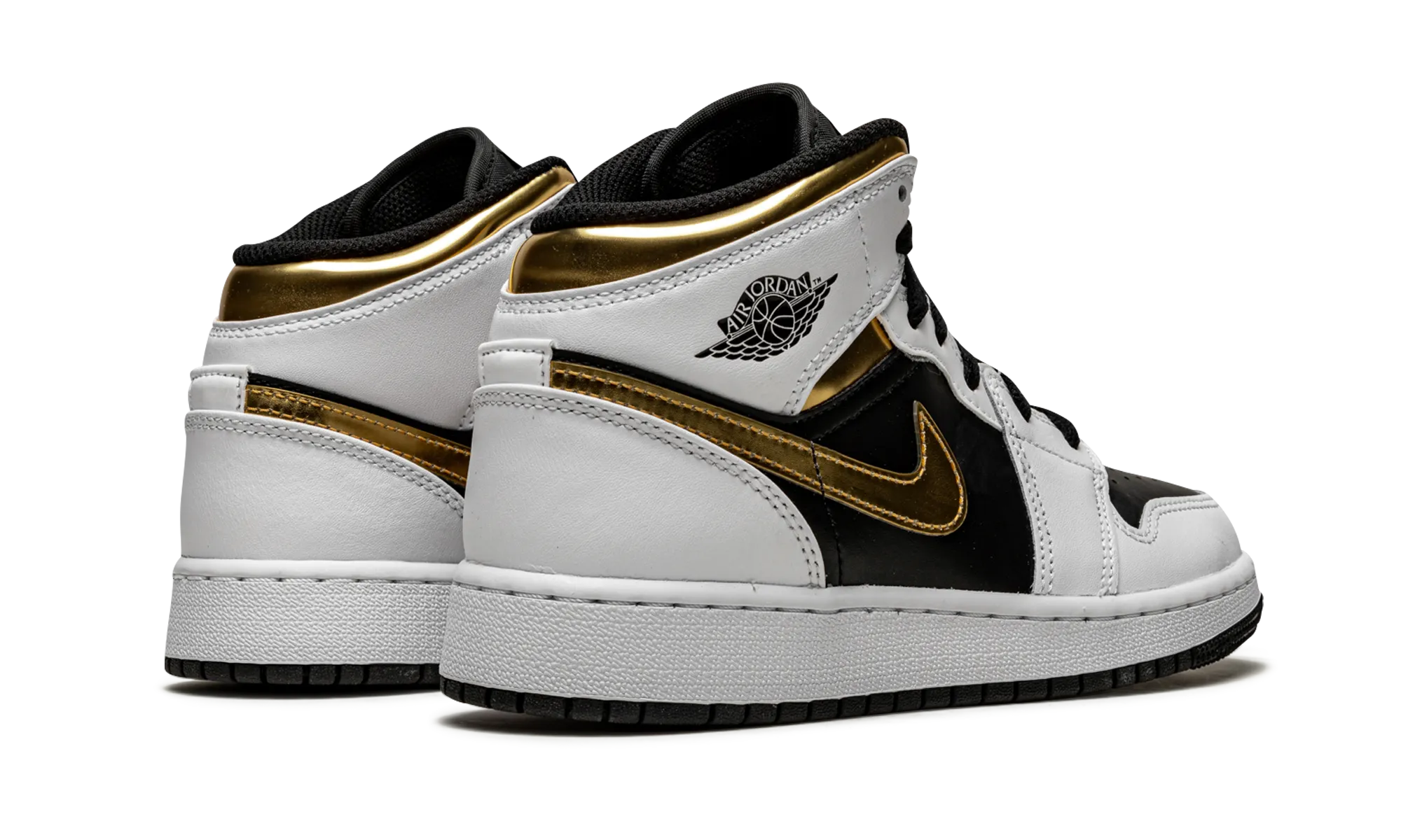 Air Jordan 1 Mid GS "White / Gold / Black" jordan grade school sneakers