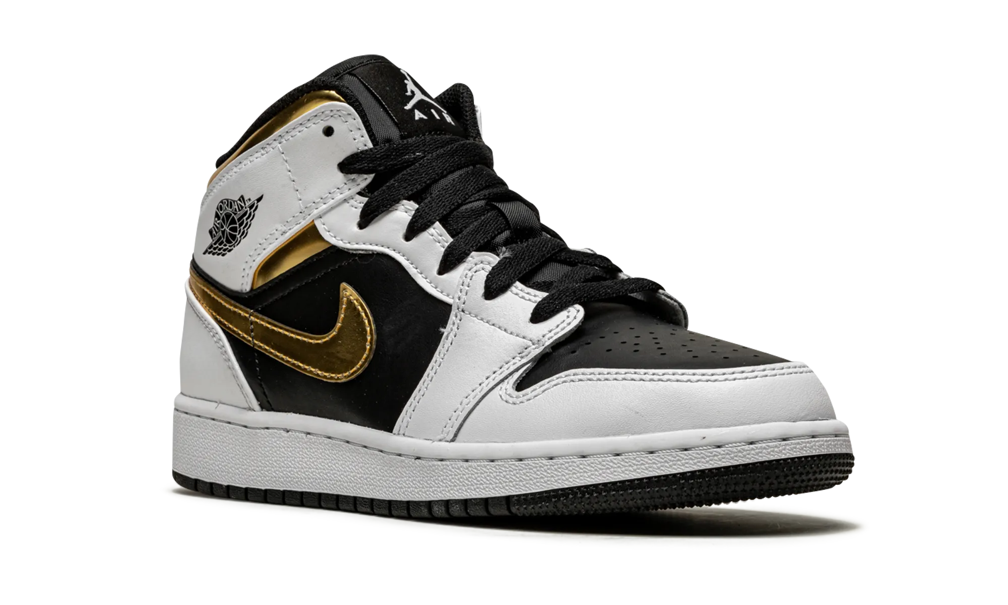 Air Jordan 1 Mid GS "White / Gold / Black" jordan grade school sneakers