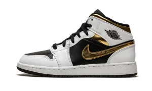 Air Jordan 1 Mid GS "White / Gold / Black" Jordan Grade School shoes