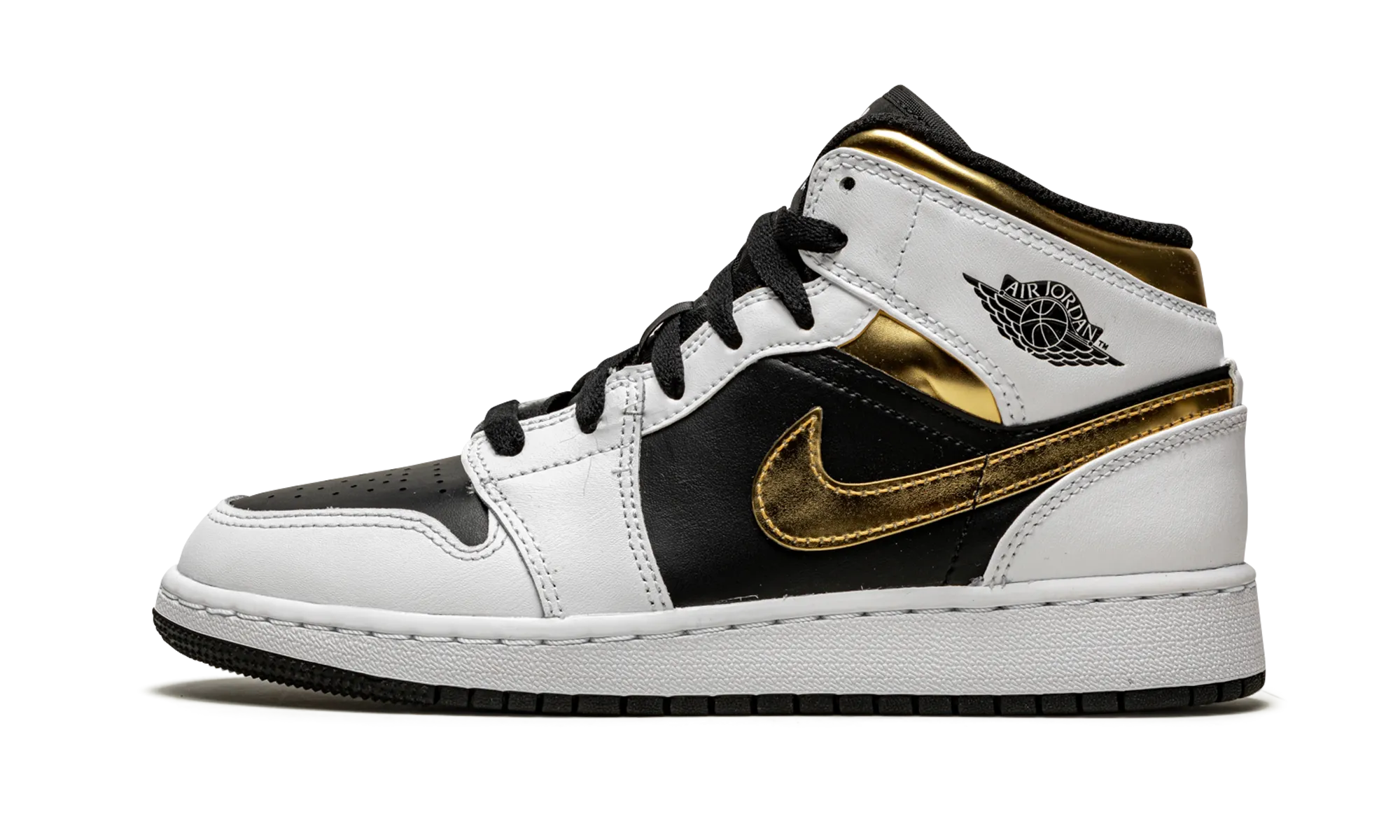 Air Jordan 1 Mid GS "White / Gold / Black" Jordan Grade School shoes