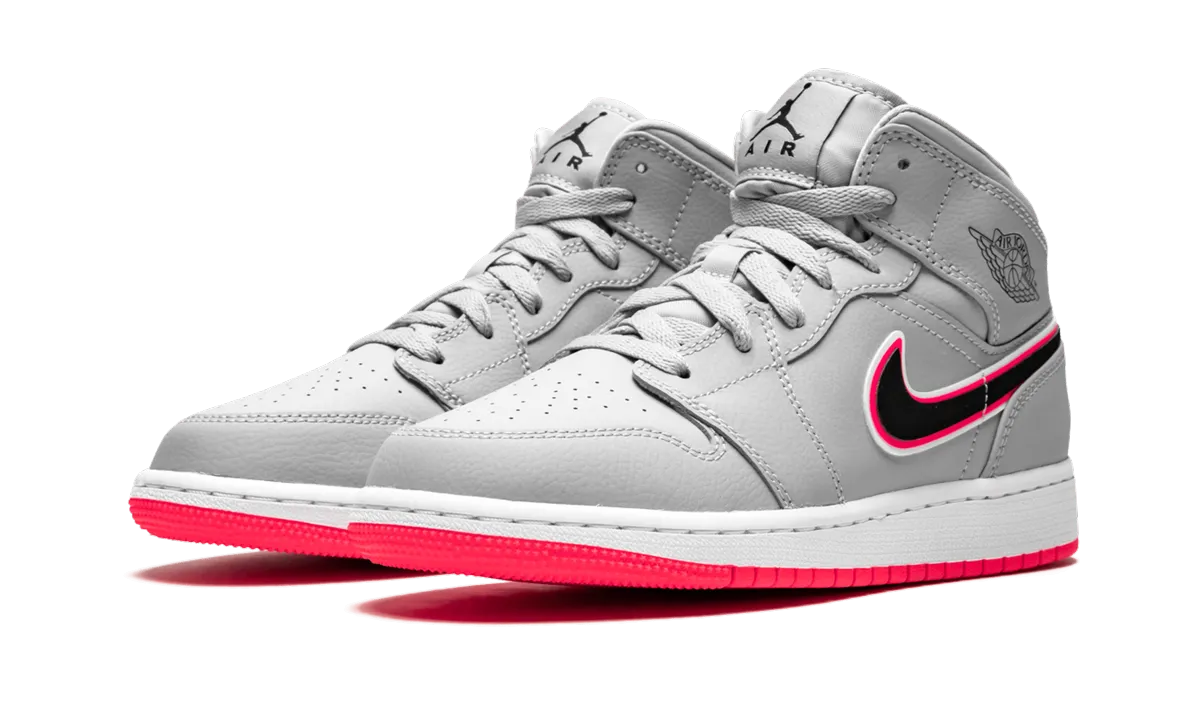 Air Jordan 1 MID GS "Wolf Grey Racer Pink" jordan grade school sneakers