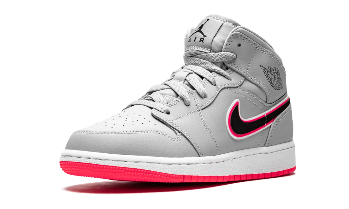Air Jordan 1 MID GS "Wolf Grey Racer Pink" jordan grade school sneakers