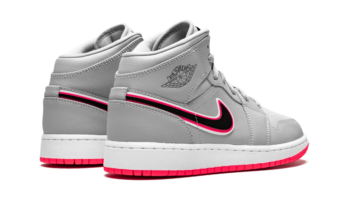 Air Jordan 1 MID GS "Wolf Grey Racer Pink" jordan grade school sneakers