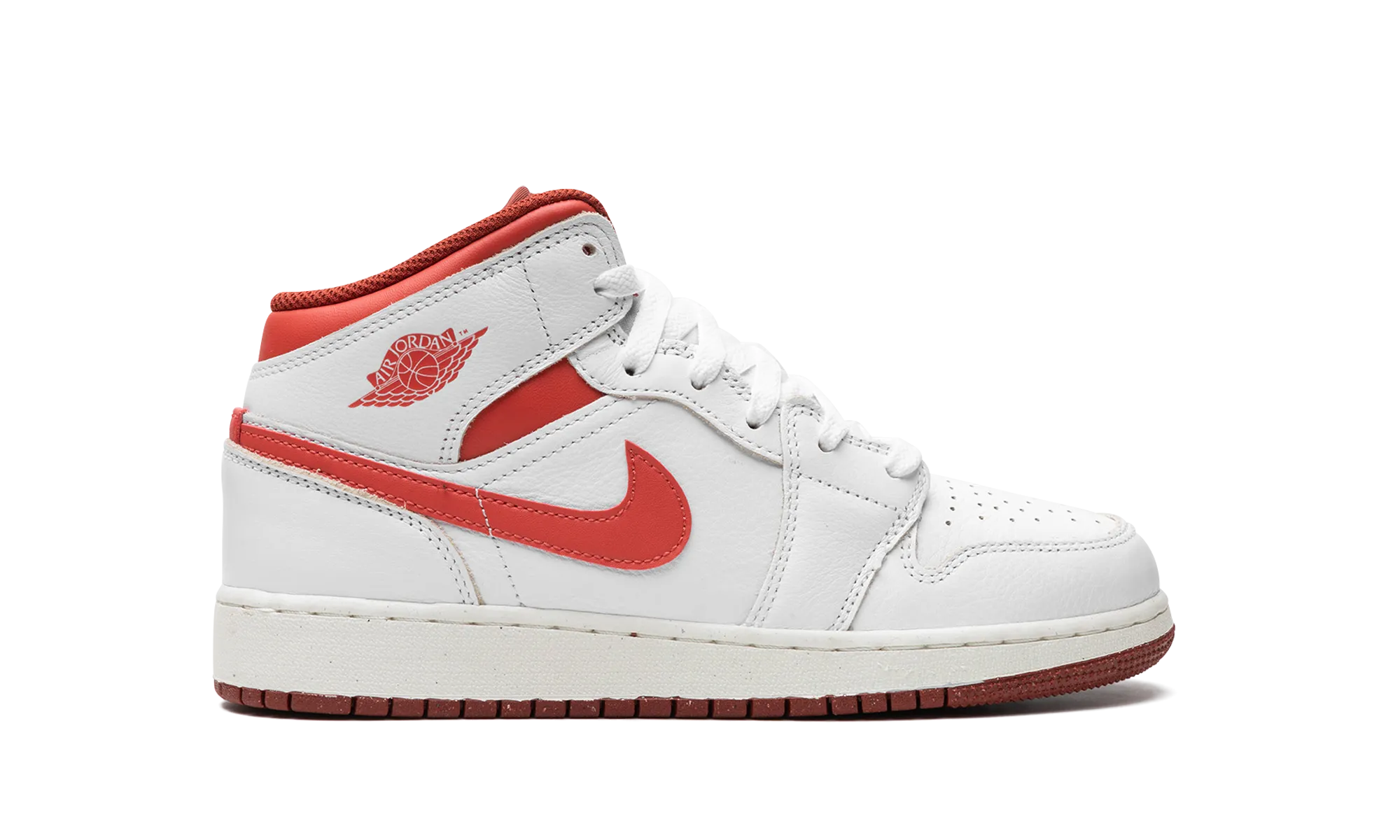 AIR JORDAN 1 MID SE GS "WHITE DUNE RED" jordan grade school sneakers