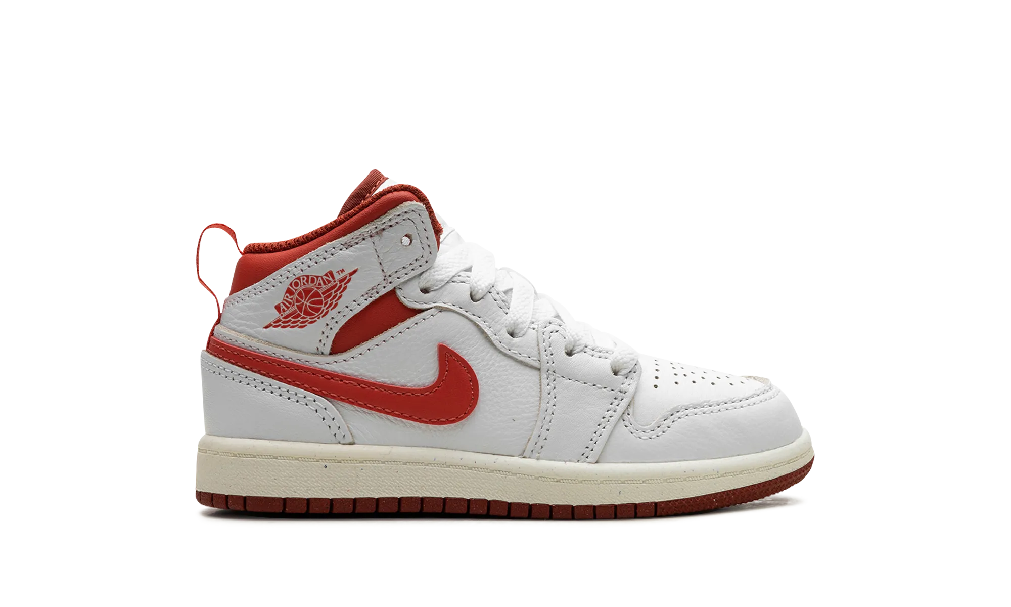 Air Jordan 1 Mid SE PS "White / Dune Red" jordan preschool kids shoes