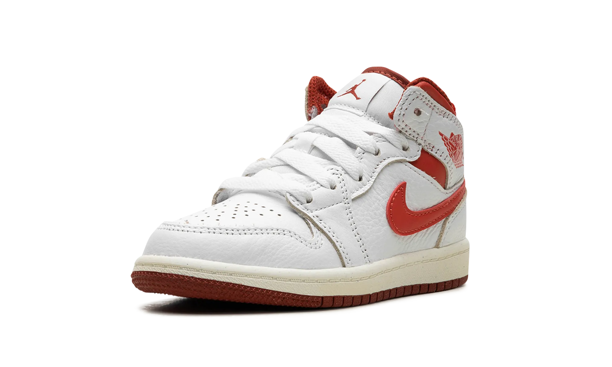 Air Jordan 1 Mid SE PS "White / Dune Red" jordan preschool kids shoes