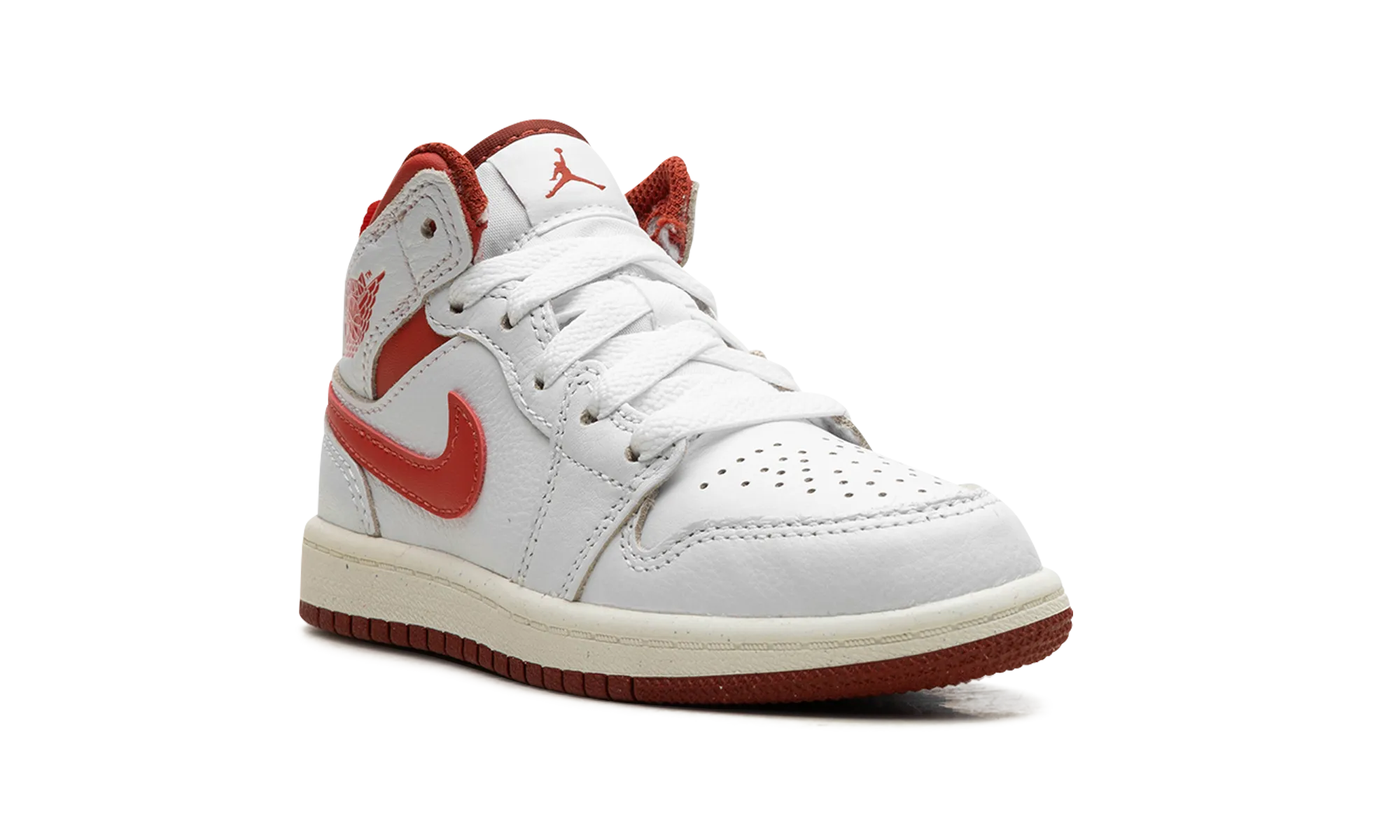 Air Jordan 1 Mid SE PS "White / Dune Red" jordan preschool kids shoes