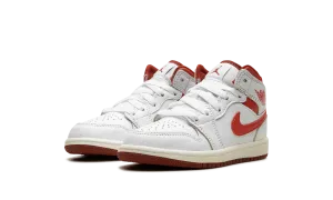 Air Jordan 1 Mid SE PS "White / Dune Red" Jordan Pre School shoes