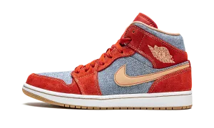 Air Jordan 1 Mid SE "Denim Red Suede" Jordan Men's styles