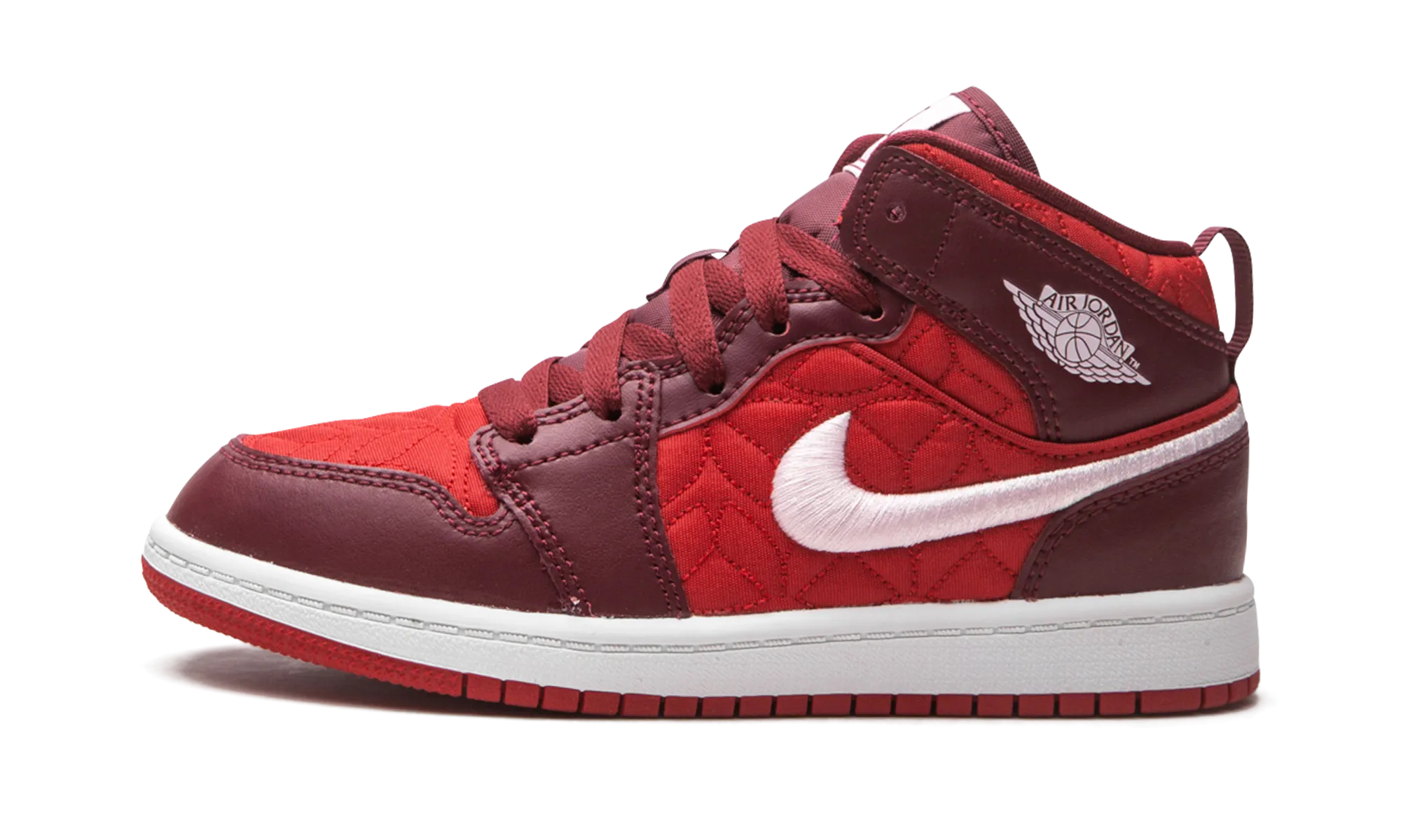 Air Jordan 1 Mid SE Red Quilt PS Jordan Pre School shoes