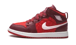Air Jordan 1 Mid SE Red Quilt PS Jordan Pre School shoes