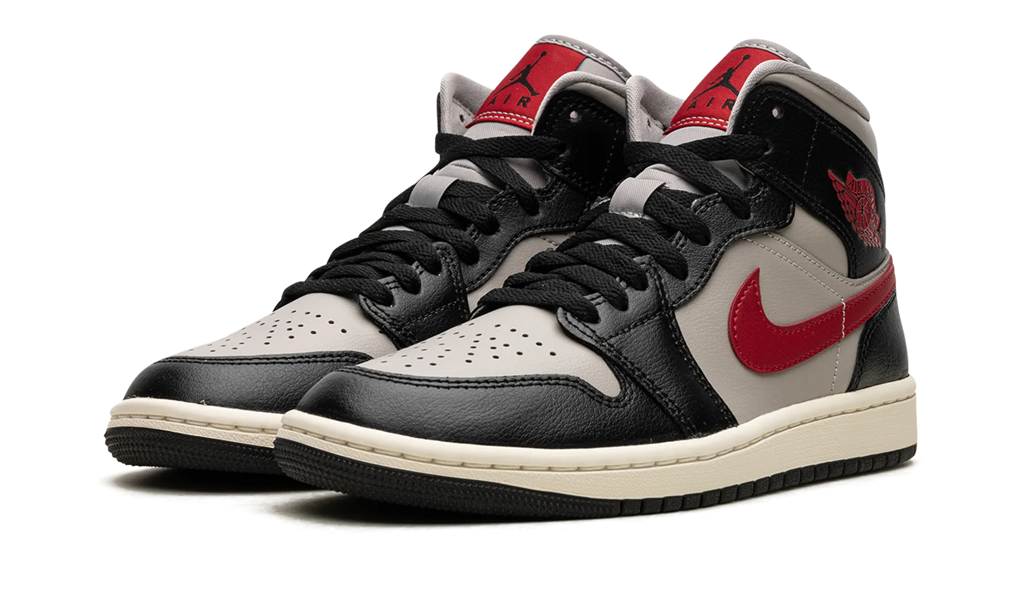 AIR JORDAN 1 MID WMNS "Black / Gym Red / College Grey" jordan classic womens shoes