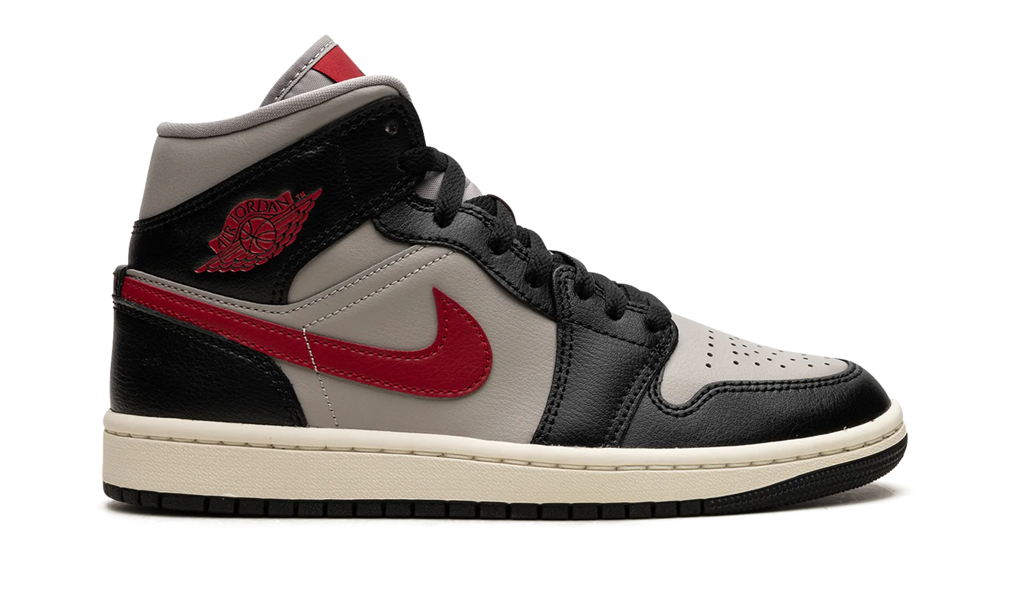AIR JORDAN 1 MID WMNS "Black / Gym Red / College Grey" jordan classic womens shoes
