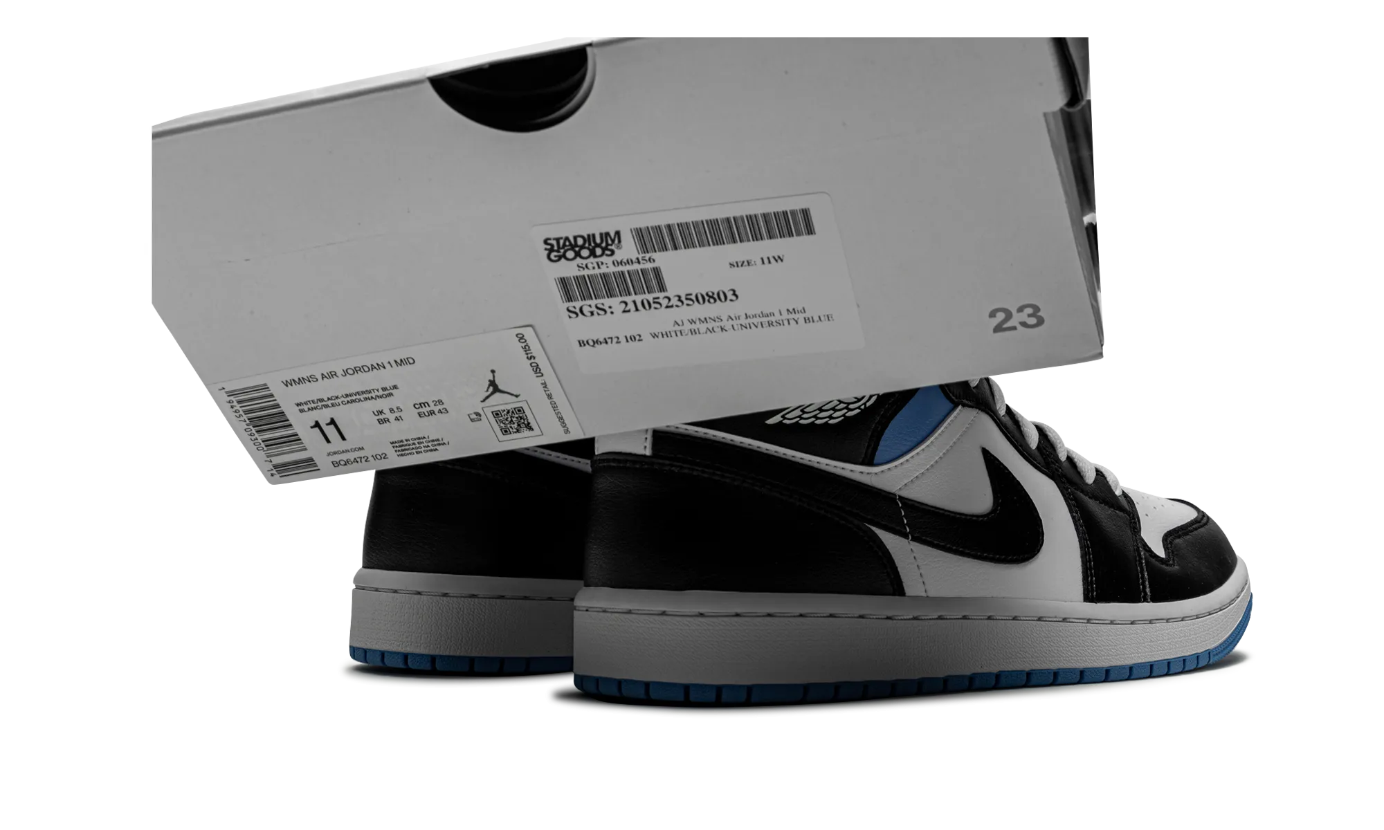 AIR JORDAN 1 MID WMNS "Black / White / University Blue" jordan classic womens shoes