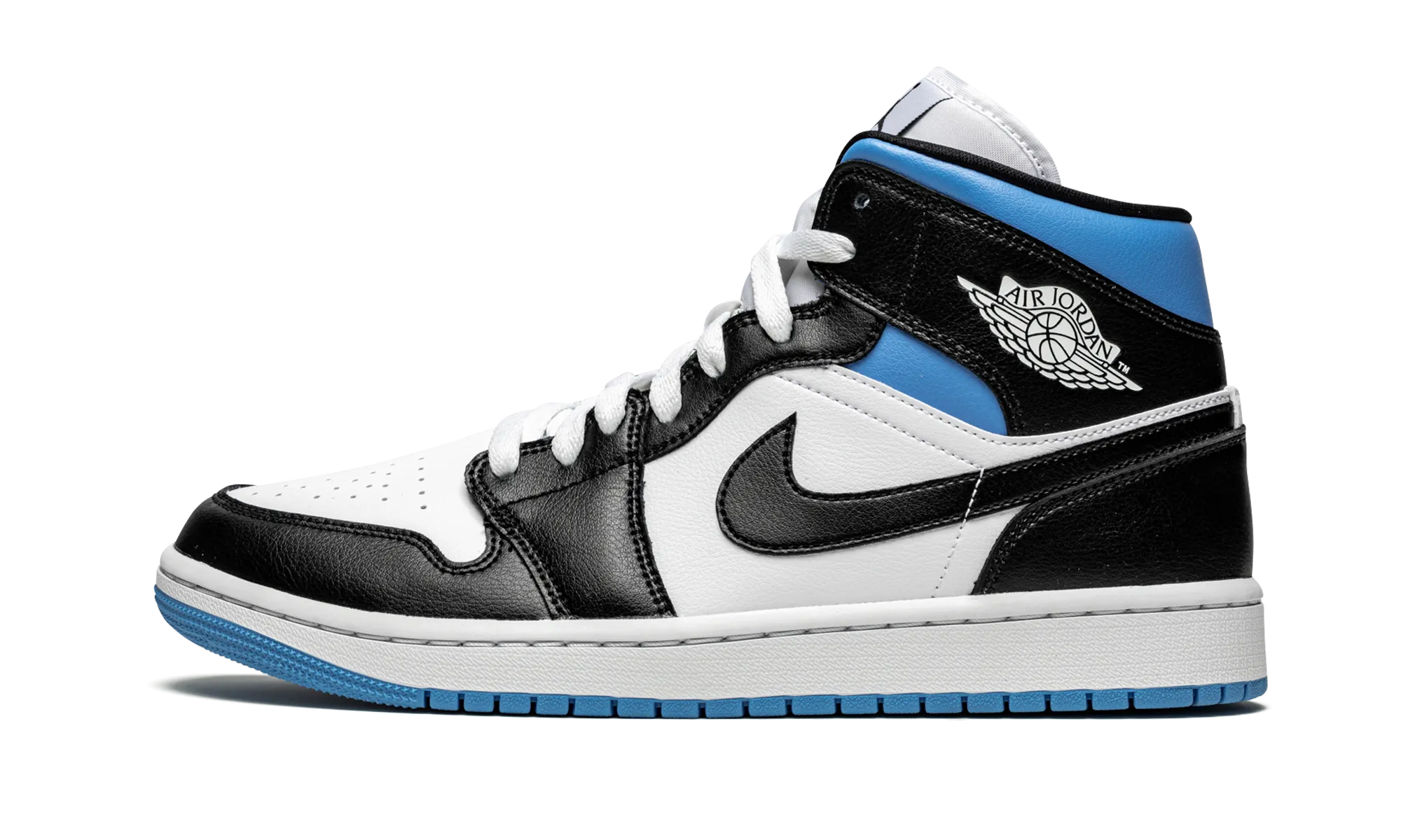 AIR JORDAN 1 MID WMNS "Black / White / University Blue" jordan classic womens shoes