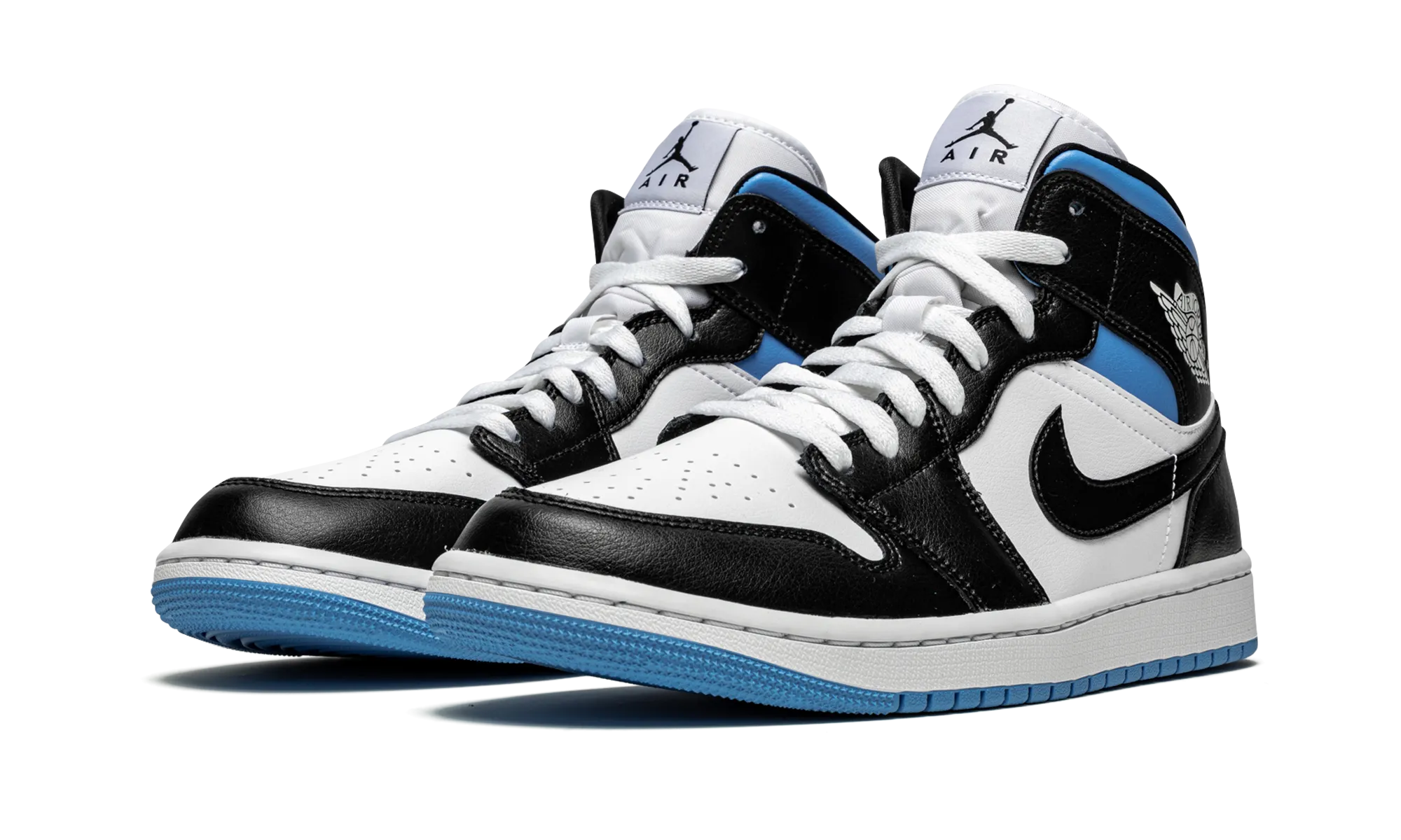AIR JORDAN 1 MID WMNS "Black / White / University Blue" jordan classic womens shoes