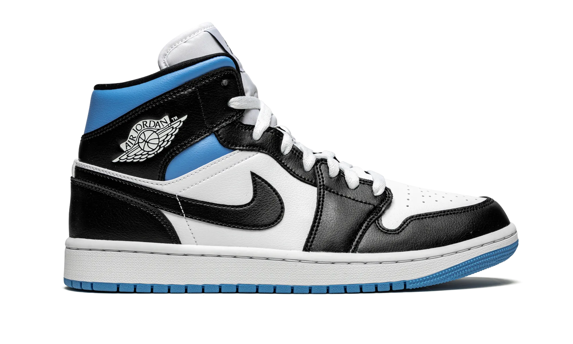 AIR JORDAN 1 MID WMNS "Black / White / University Blue" jordan classic womens shoes