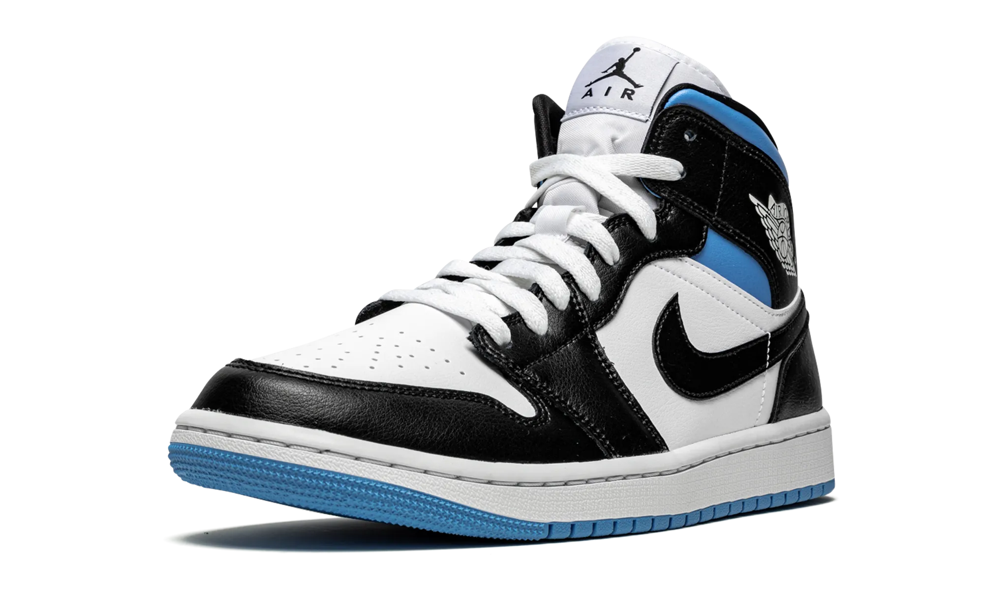 AIR JORDAN 1 MID WMNS "Black / White / University Blue" jordan classic womens shoes