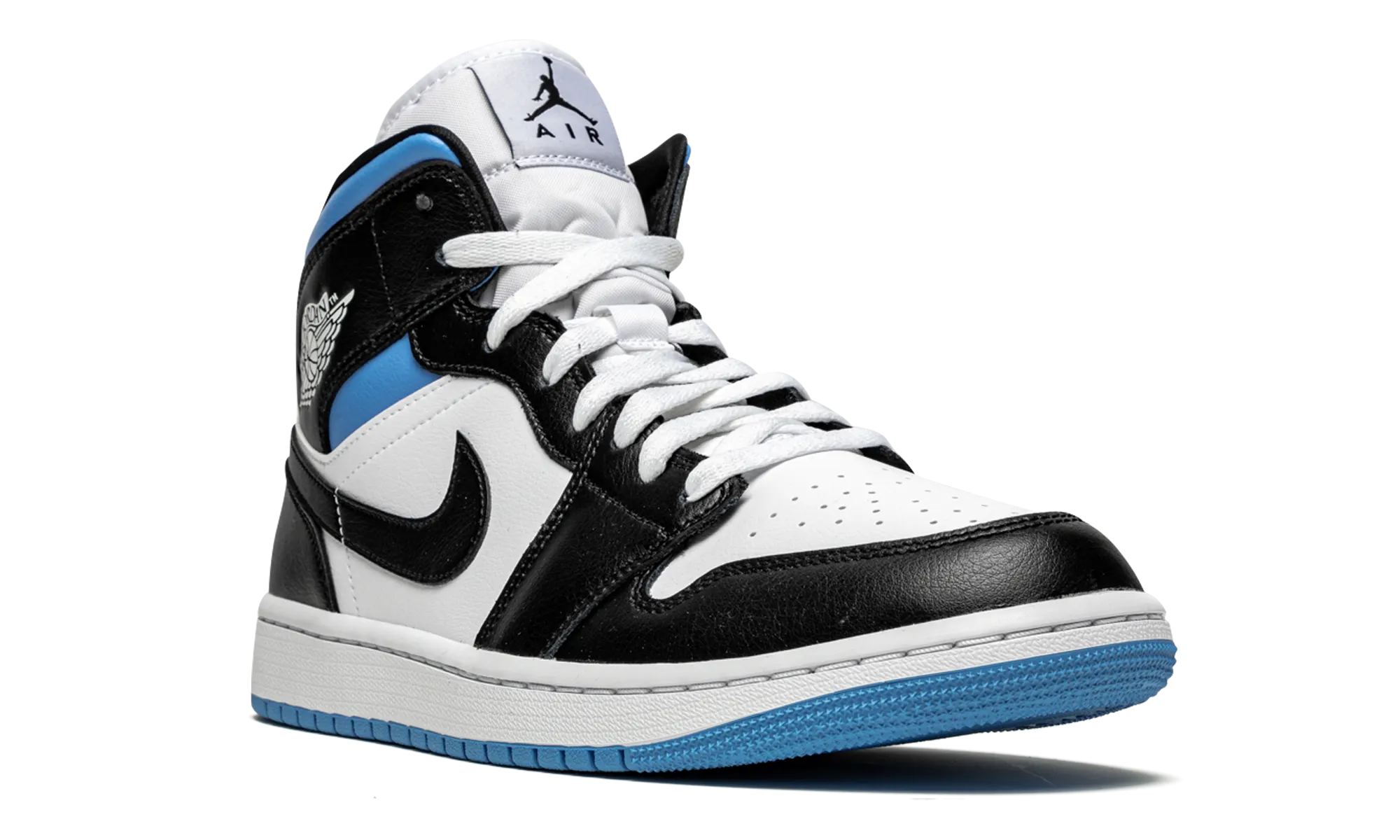 AIR JORDAN 1 MID WMNS "Black / White / University Blue" jordan classic womens shoes