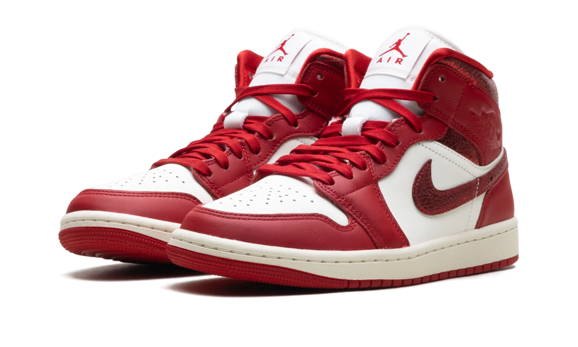 Air Jordan 1 Mid WMNS "Red Cracked Leather" jordan classic womens shoes