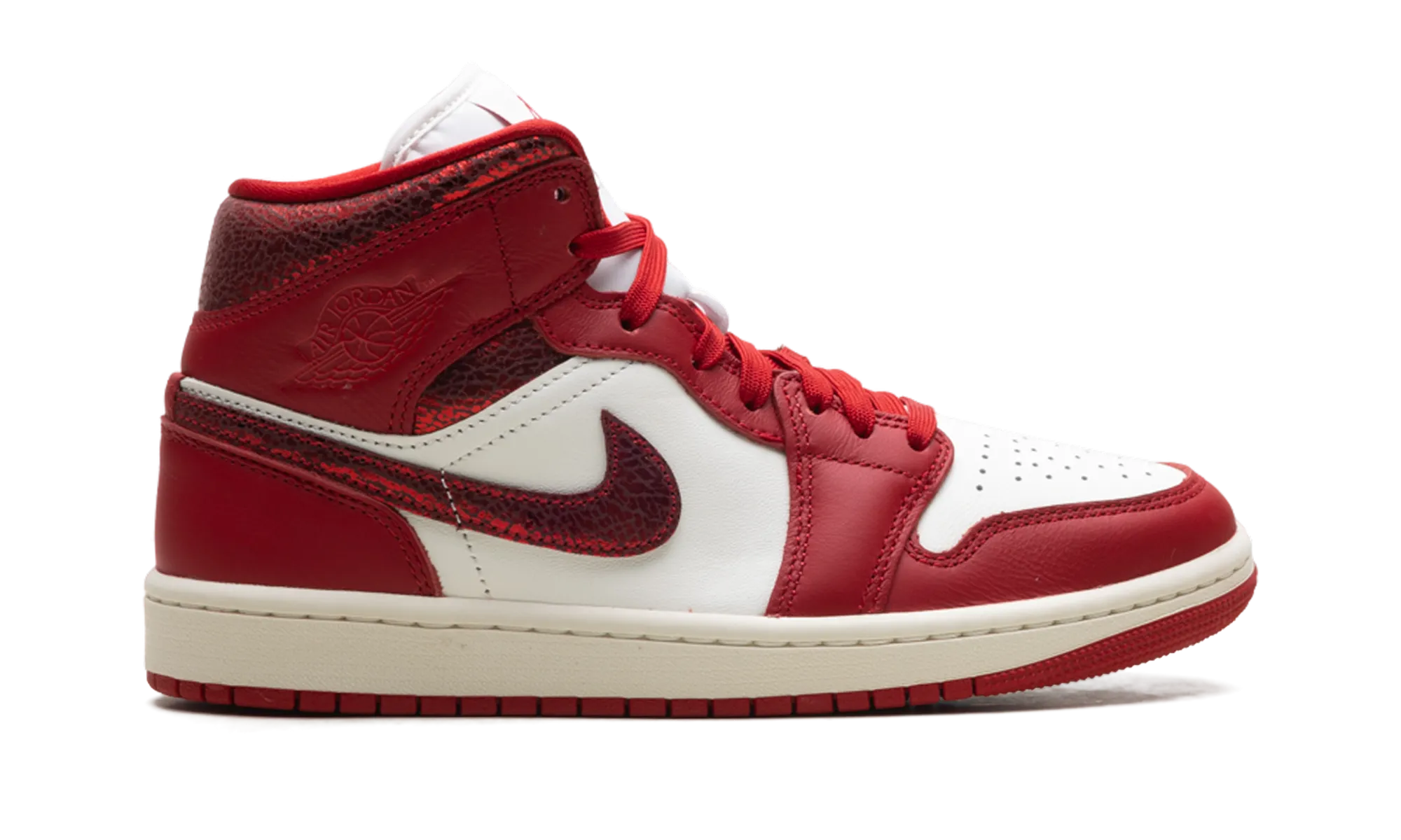 Air Jordan 1 Mid WMNS "Red Cracked Leather" jordan classic womens shoes