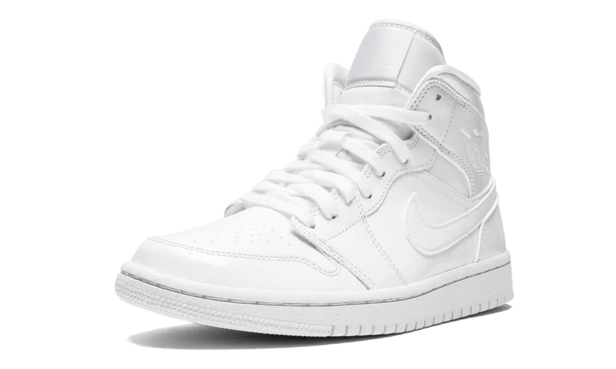 AIR JORDAN 1 MID WMNS "Triple White Patent Leather" jordan womens sporty sneakers