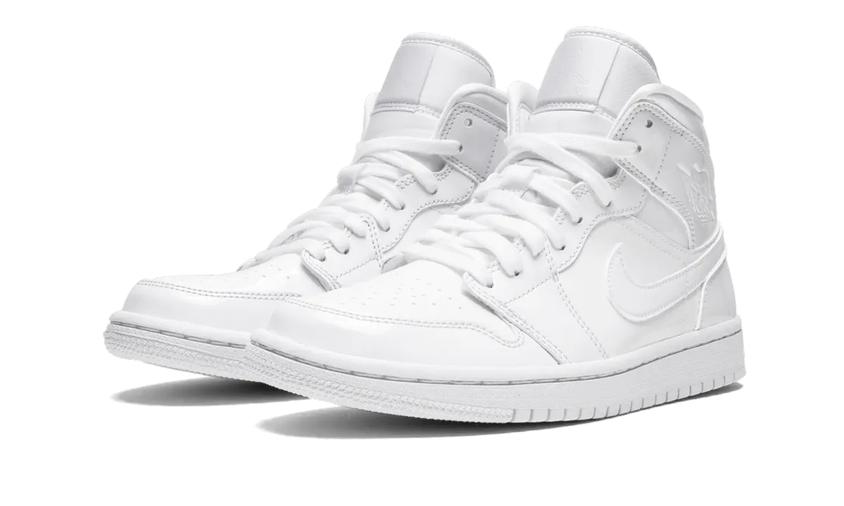 AIR JORDAN 1 MID WMNS "Triple White Patent Leather" jordan womens sporty sneakers