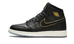 Air Jordan 1 Retro High OG GS "black gld lthr" Jordan Grade School shoes