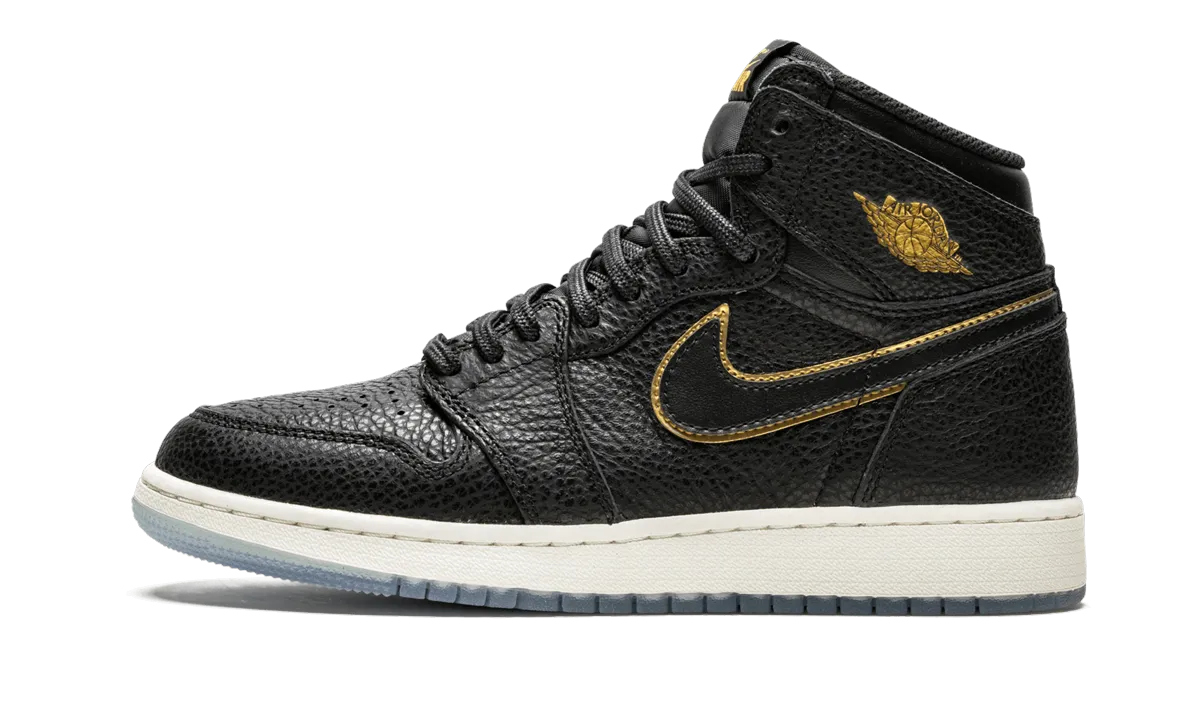 Air Jordan 1 Retro High OG GS "black gld lthr" Jordan Grade School shoes