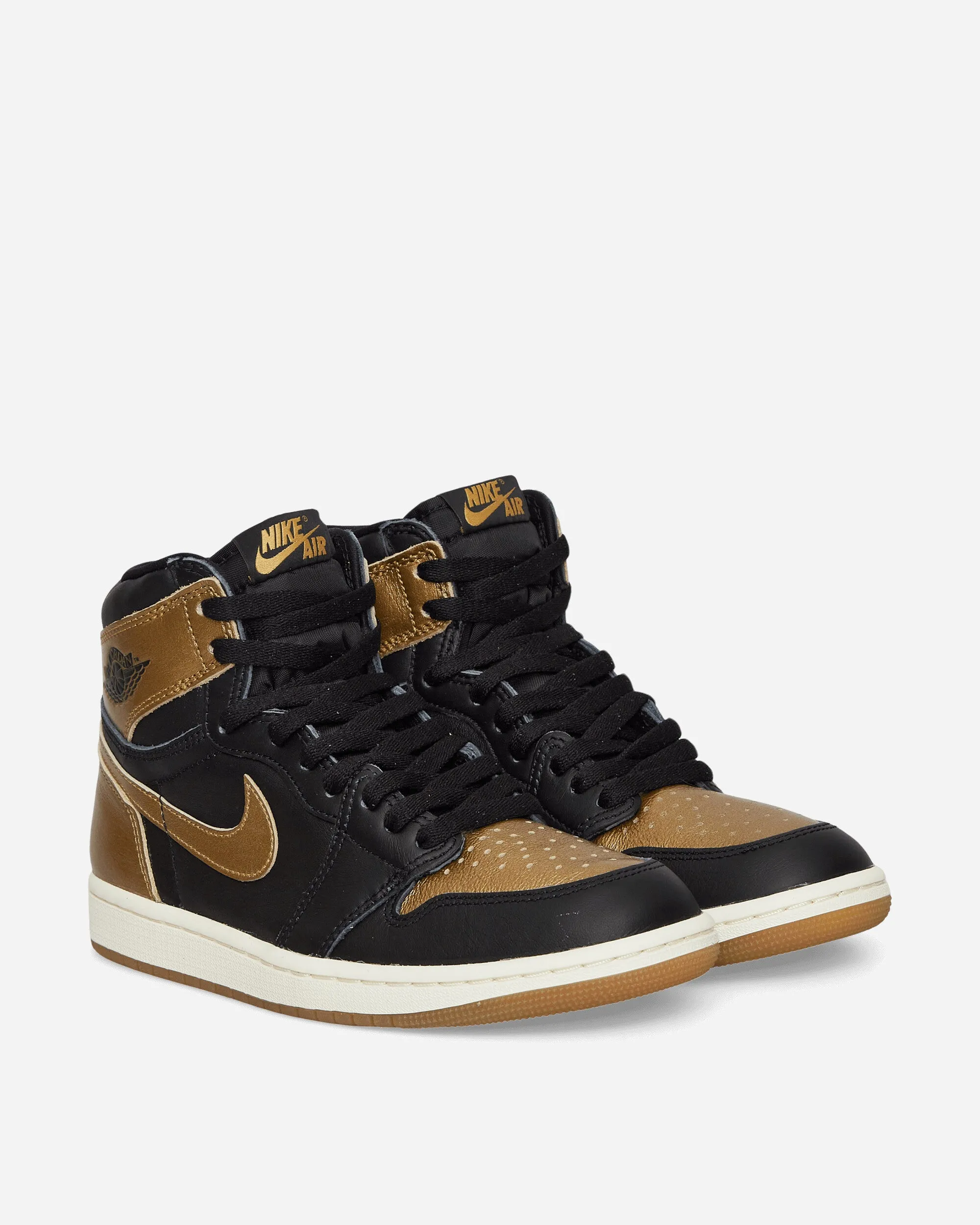 Air Jordan 1 Retro High OG Sneakers Black / Gold Flexible Shoes