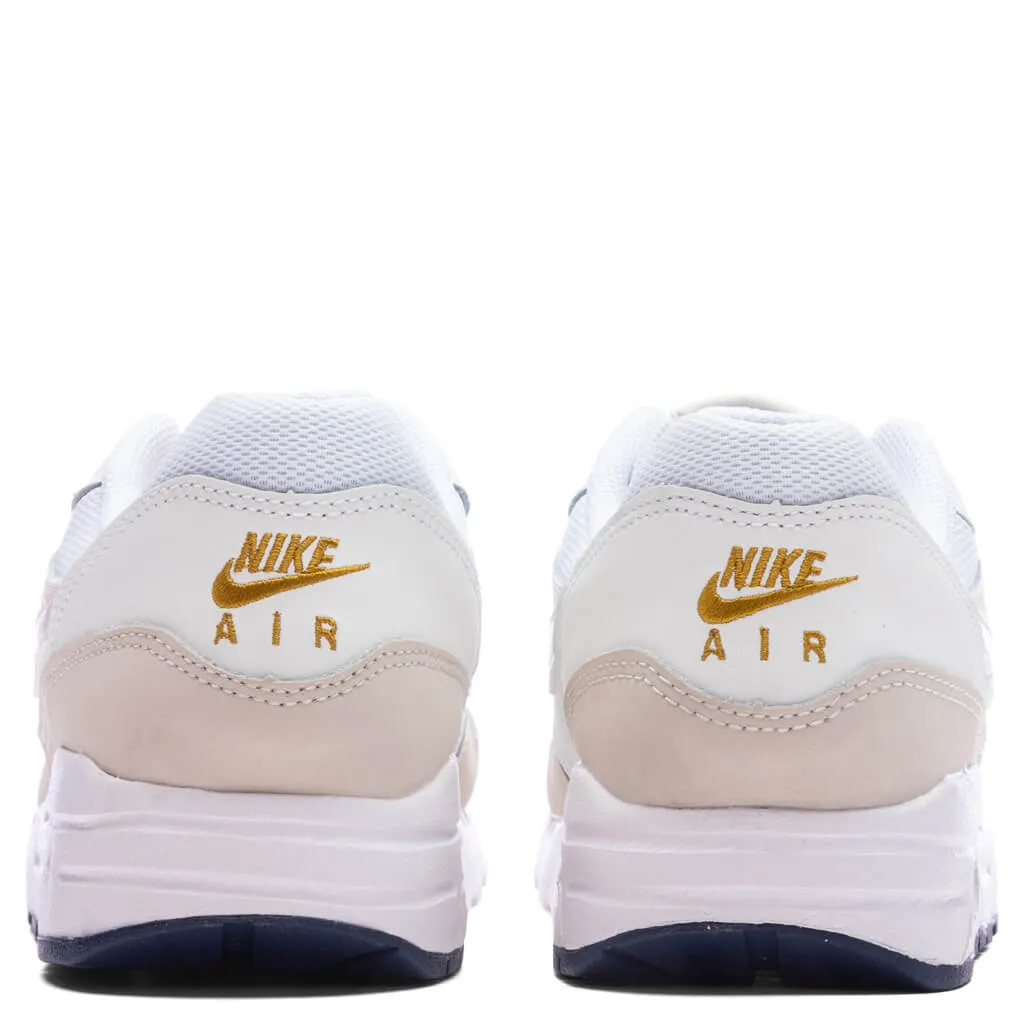 Air Max 1 (GS) - White/Light Orewood Brown/Bronzine Nike trainers with responsive foam