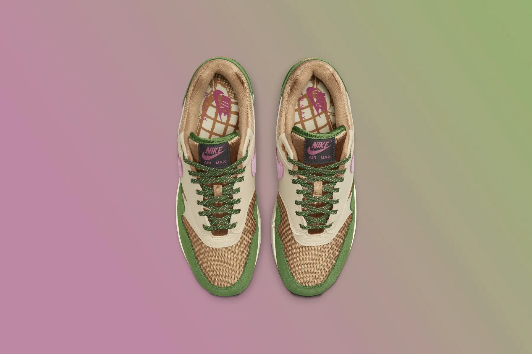 Air Max 1 NH - Treeline/Light Bordeaux/Dark Driftwood Nike trainers with responsive foam