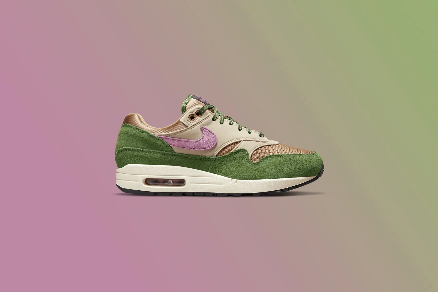 Air Max 1 NH - Treeline/Light Bordeaux/Dark Driftwood Nike trainers with responsive foam