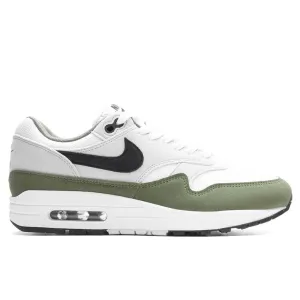 Air Max 1 - White/Black/Medium Olive Nike lifestyle sneakers with retro vibe