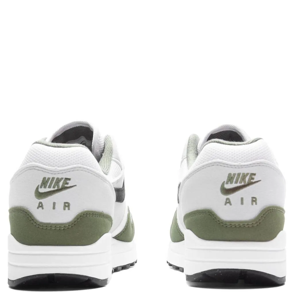Air Max 1 - White/Black/Medium Olive Nike Retro Lifestyle Shoes